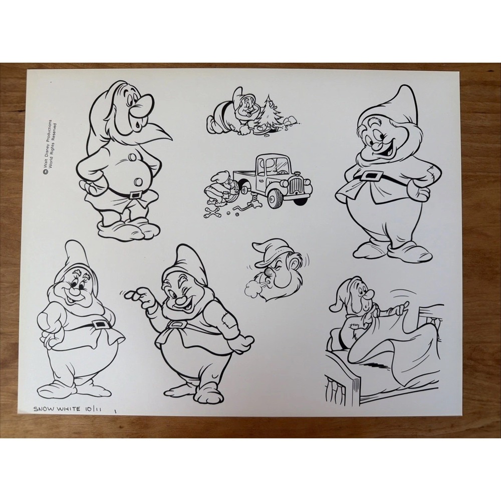 Vintage Disney Snow White Numbered Photographic Model Sheet Imagineer Production